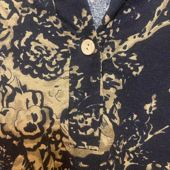 Botanical tree print shirt dress split lapel maxi lagenlook large dark romantic - Picture 6 of 11